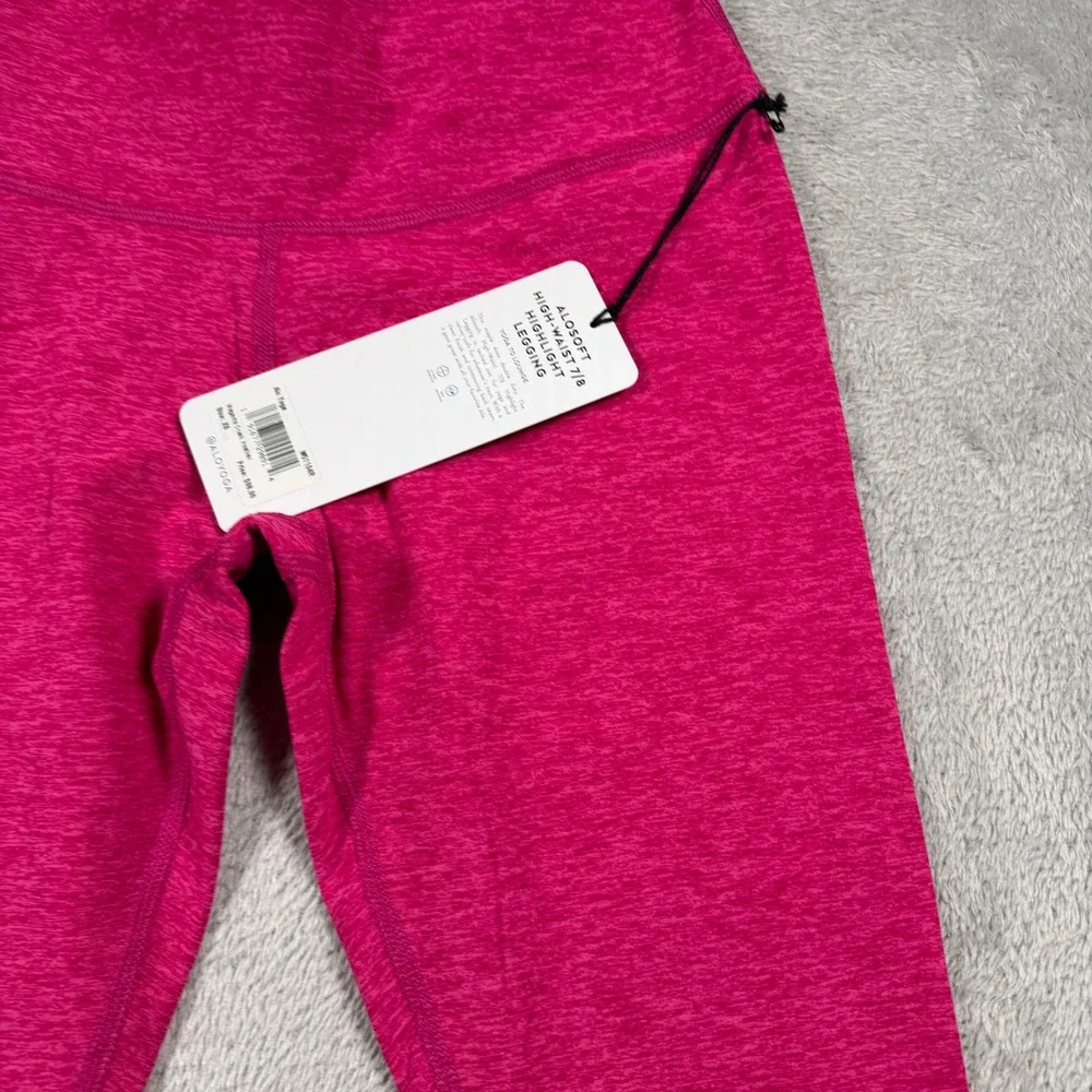 Alo Yoga Alosoft High-Waist Highlight Legging Women XS Pink Heathered 7/8 Length